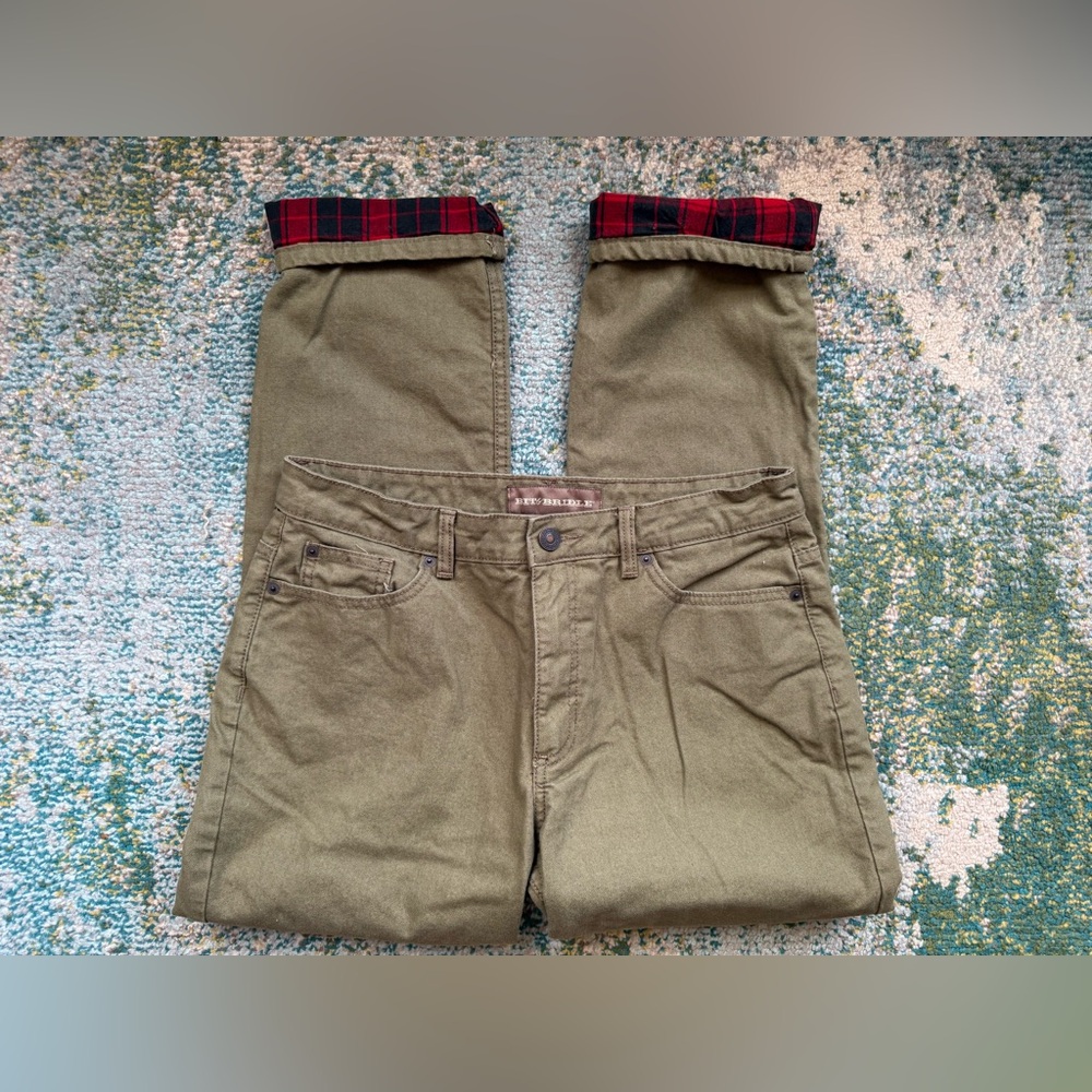 Bit & Bridle plaid flannel lined straight leg chore pants, size 12